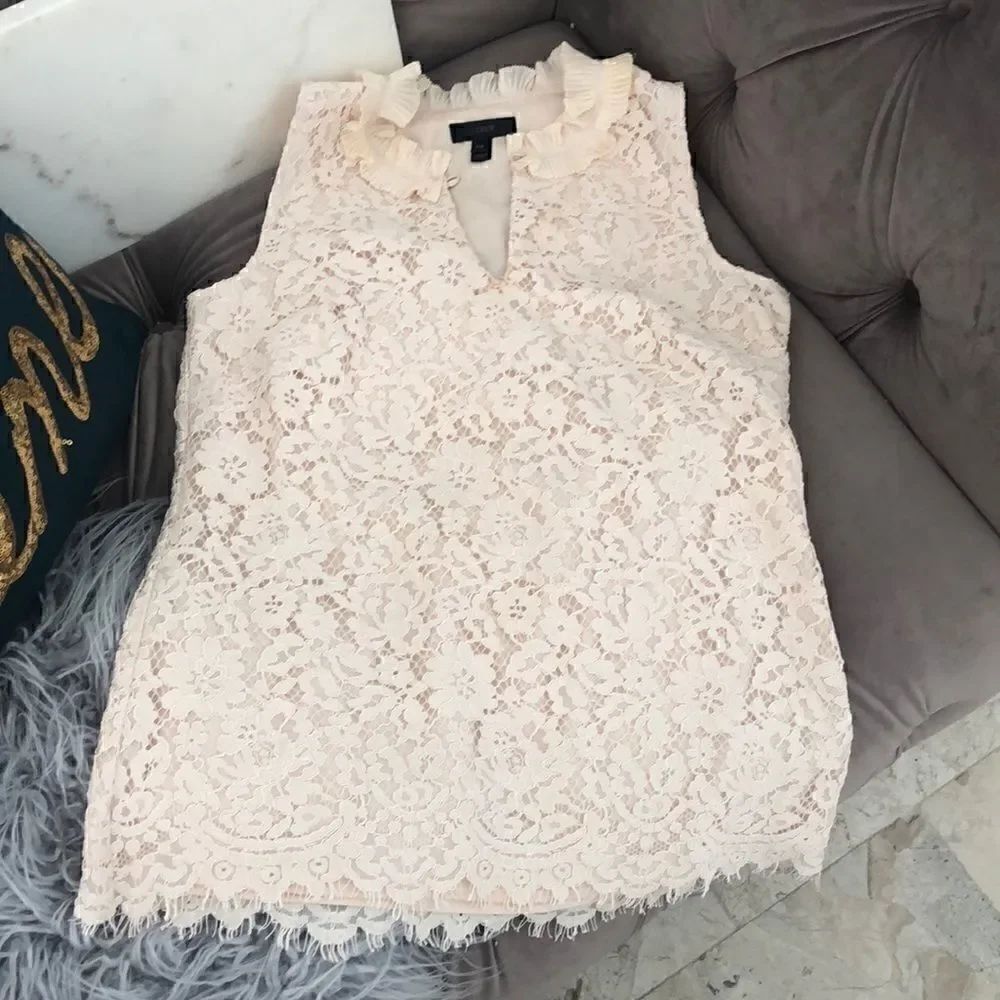 J.crew cream colored lace top sz tall XS